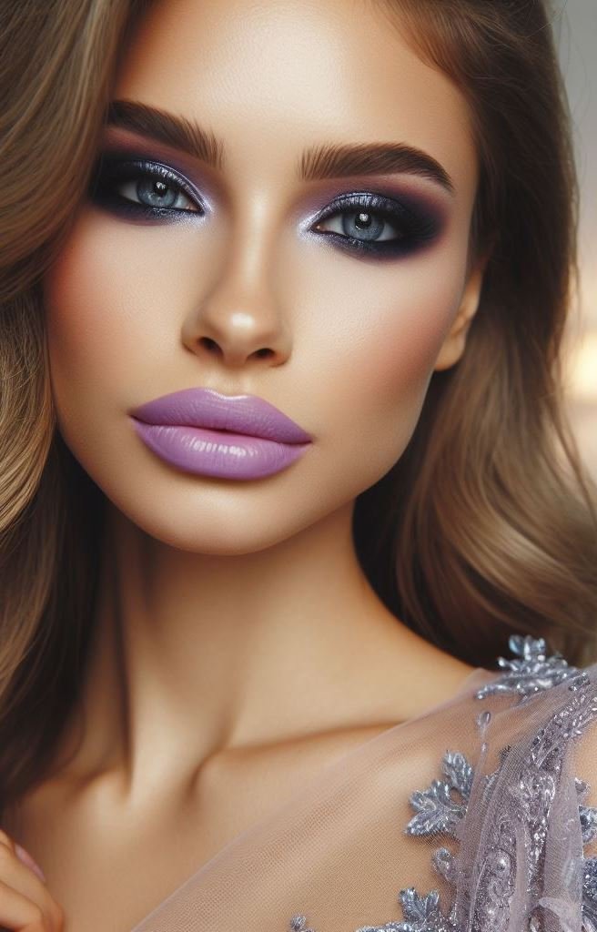 Let your eyes be the star! Lilac lips keep the look soft and ethereal, allowing the smokey lavender eyeshadow to take center stage. This captivating combination is perfect for a night out with the girls.