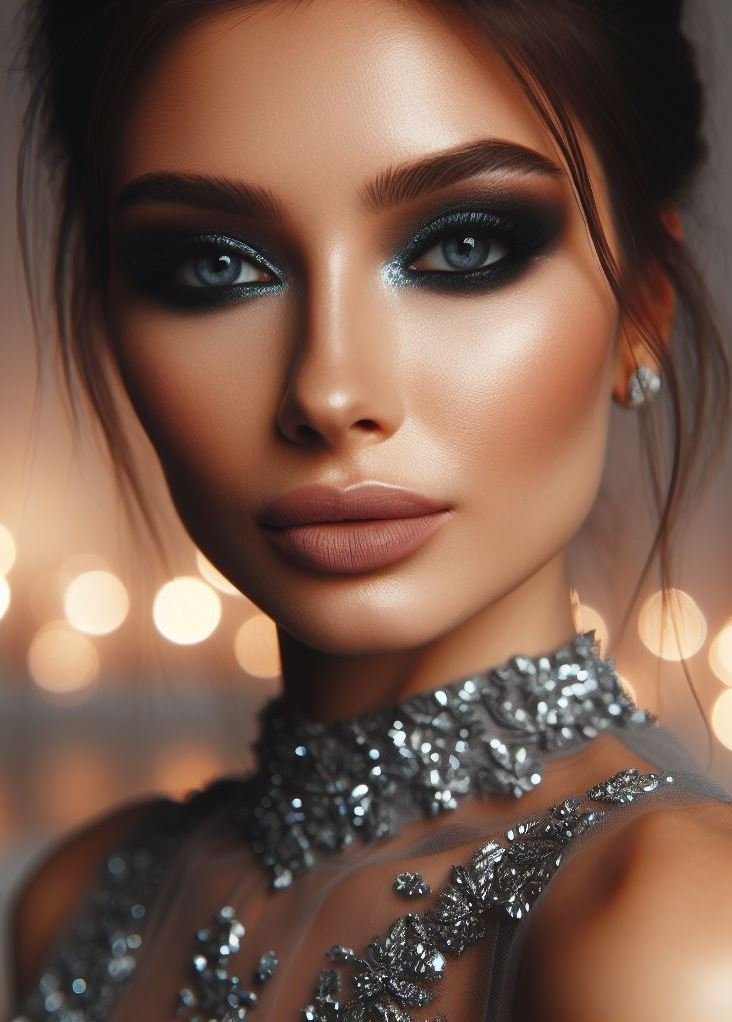 Forget the black! Charcoal grey smokey eyes with silver glitter offer a modern twist on the classic smokey eye, perfect for those who want to stand out from the crowd.