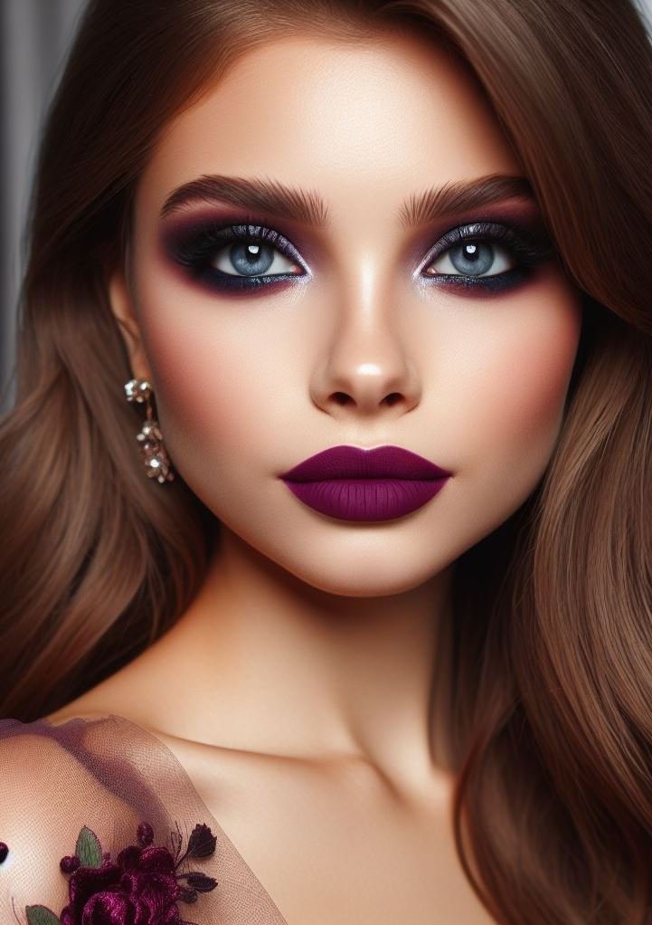 Dive into romance! Plum smokey eyes paired with berry lips create a deep and captivating look, perfect for a date night or a night out with the girls.