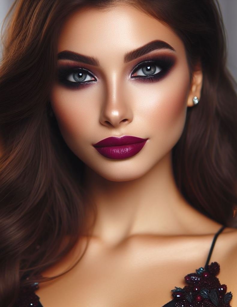 Embrace the mystery! Plum smokey eyes and berry lips offer a sultry and sophisticated vibe, perfect for those who want to leave a lasting impression.