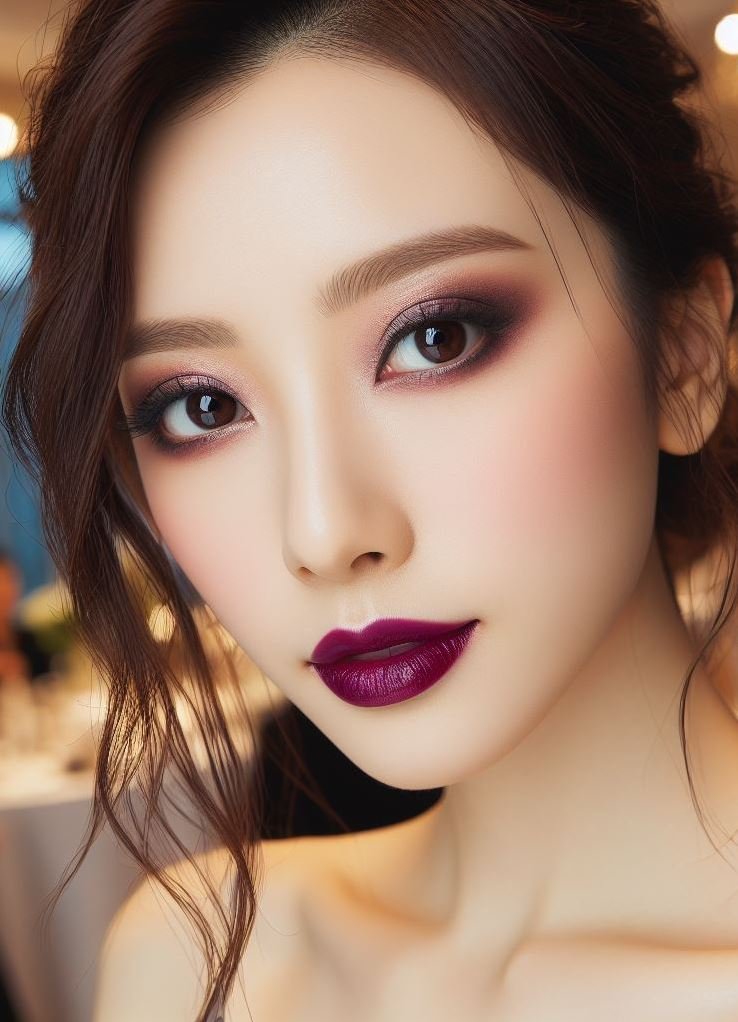 Make a statement, not a war! Plum smokey eyes and berry lips offer a dramatic yet wearable makeup look, perfect for those who want to stand out without being too over-the-top.