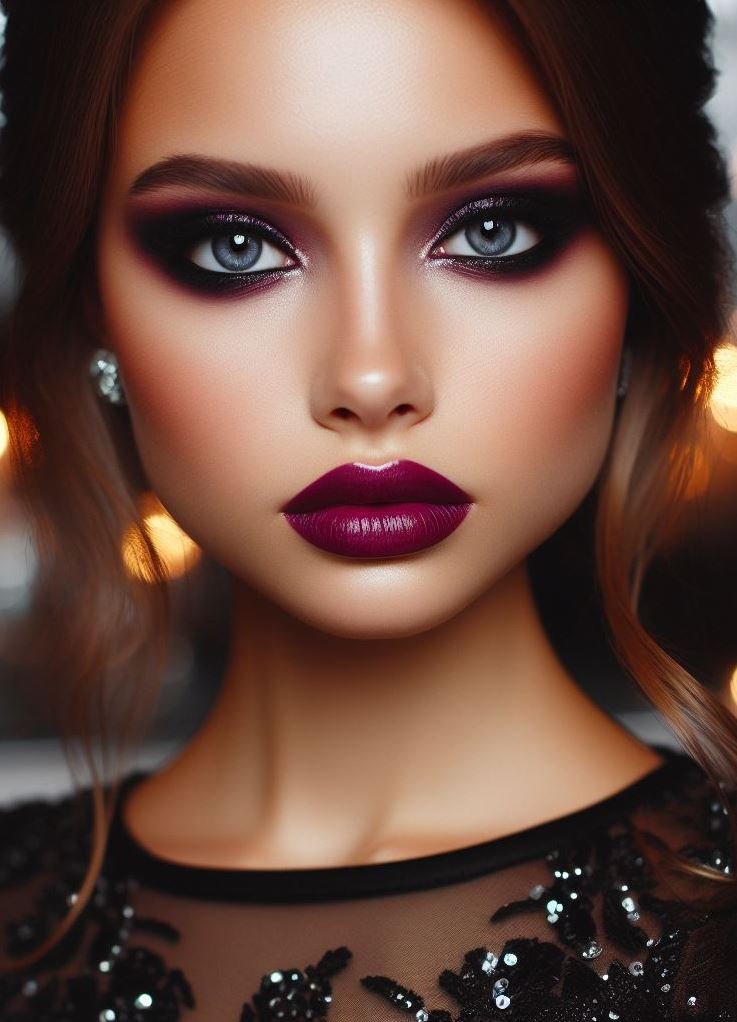 Fall in love with your look! Plum smokey eyes and berry lips create a romantic and effortlessly beautiful look, perfect for celebrating autumn or channeling your inner love goddess.