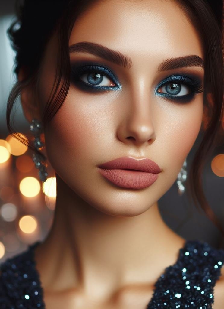 Embrace the unexpected! Navy blue smokey eyes with nude lips offer a modern and unique take on smokey eye makeup. This daring combination is perfect for trendsetters and fashionistas.