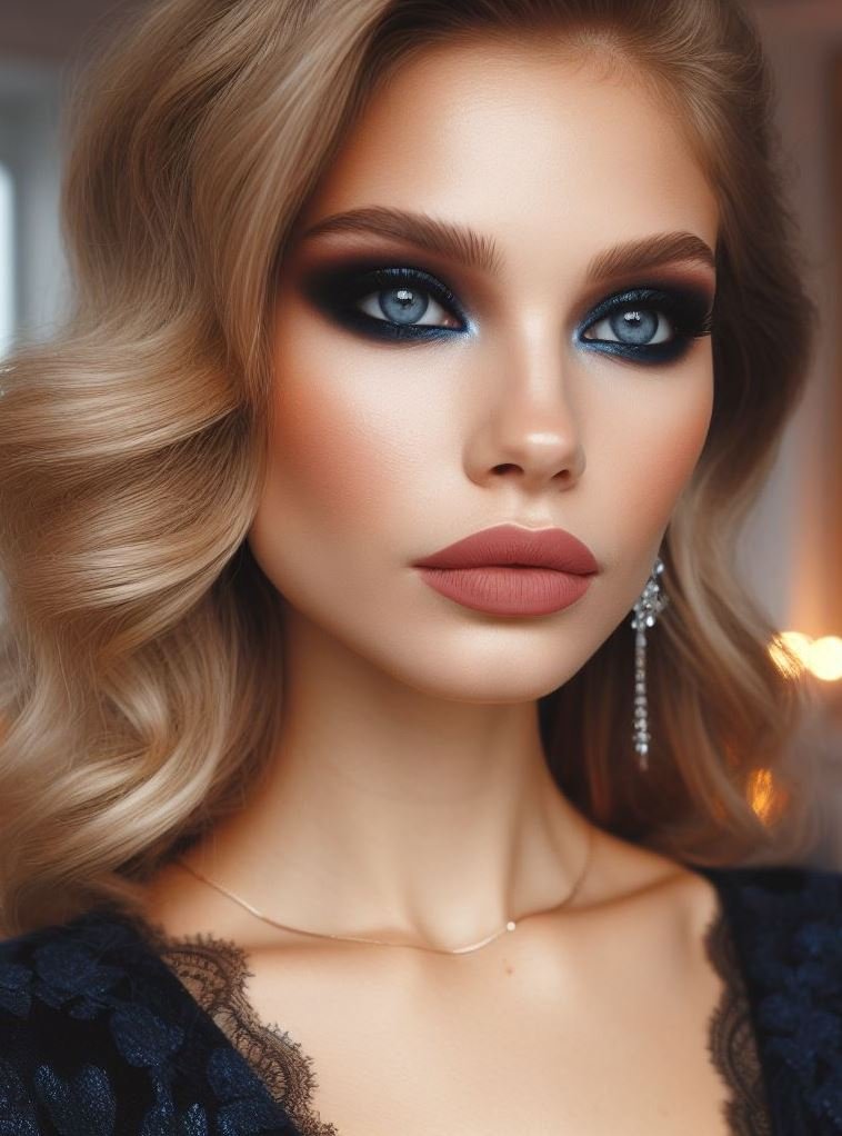 Work-to-weekend glam! Transition your makeup from office to after-hours with a navy blue smokey eye and nude lips. This dramatic yet sophisticated combination is perfect for a night out with colleagues.