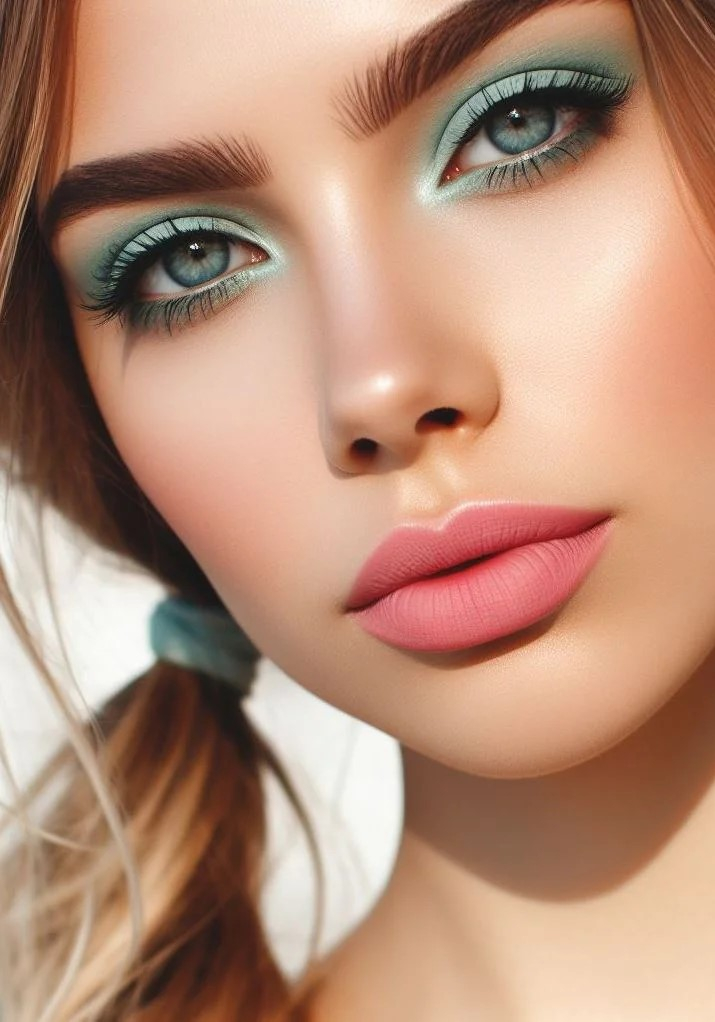 Think springtime meadow! Pair cool mint green eyeshadow with a rosy pink lip for a fresh and flirty summer look that's full of charm.