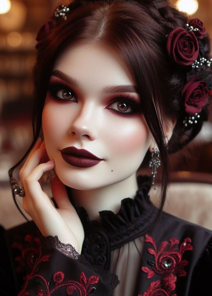 Gothic Makeup Inspired by Poe: Evoke the gothic charm of the Victorian era. Use dramatic eyeliner and pale lips for a touch of timeless elegance with a dark edge.