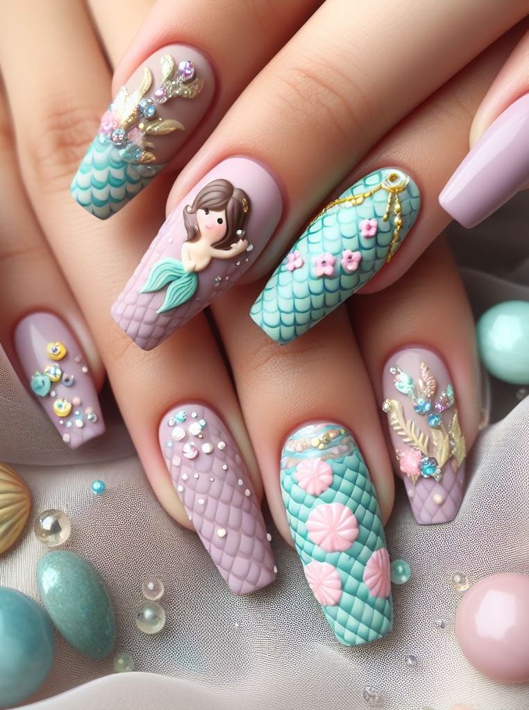 15+ Mesmerizing Mermaid Nail Art Ideas: Dive into Ocean Vibes | Pocoko Transform your nails into a mermaid’s dream with these enchanting pink designs. Who needs a tail when your nails look this good?