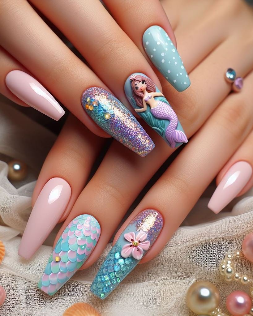 15+ Mesmerizing Mermaid Nail Art Ideas: Dive into Ocean Vibes | Pocoko Make a splash with these pink mermaid nails. Perfect for adding a touch of ocean magic to your everyday look.