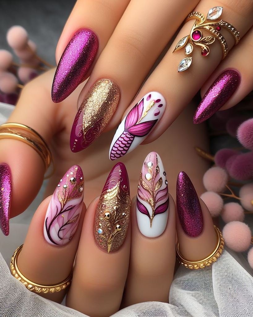 15+ Mesmerizing Mermaid Nail Art Ideas: Dive into Ocean Vibes | Pocoko Let your imagination run wild with these purple and magenta mermaid nails. The possibilities are endless!