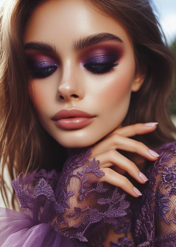 Graphic Geode: Channel your inner artist with a graphic, geometric design using brown and purple eyeshadow. Create sharp lines and defined shapes for a modern and edgy look.