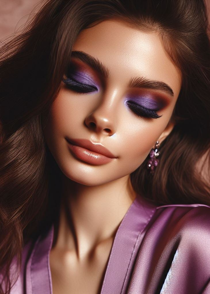 Cat-Eye Chic: Achieve a classic cat-eye with a sharp wing liner and a blend of deep brown and cool-toned purple eyeshadow. This timeless look flatters most eye shapes and adds a touch of sophistication.