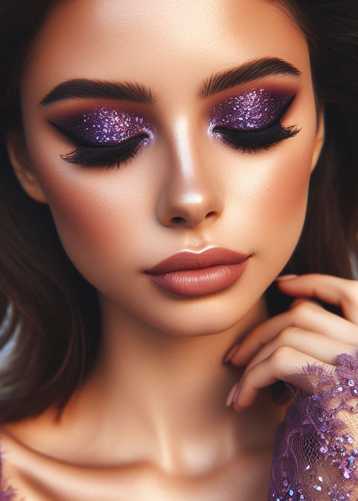 Grunge Goddess: Channel your inner rockstar with a blend of smudged brown eyeshadow and a deep, almost black, purple shade. This grungy look is perfect for a bold statement.