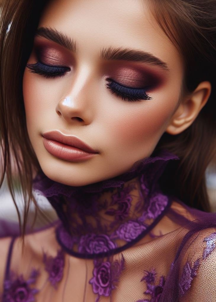 Grunge Goddess: Channel your inner rockstar with a smudged and dramatic blend of deep purple and charcoal brown eyeshadows. This edgy look is perfect for those who love a bolder statement.