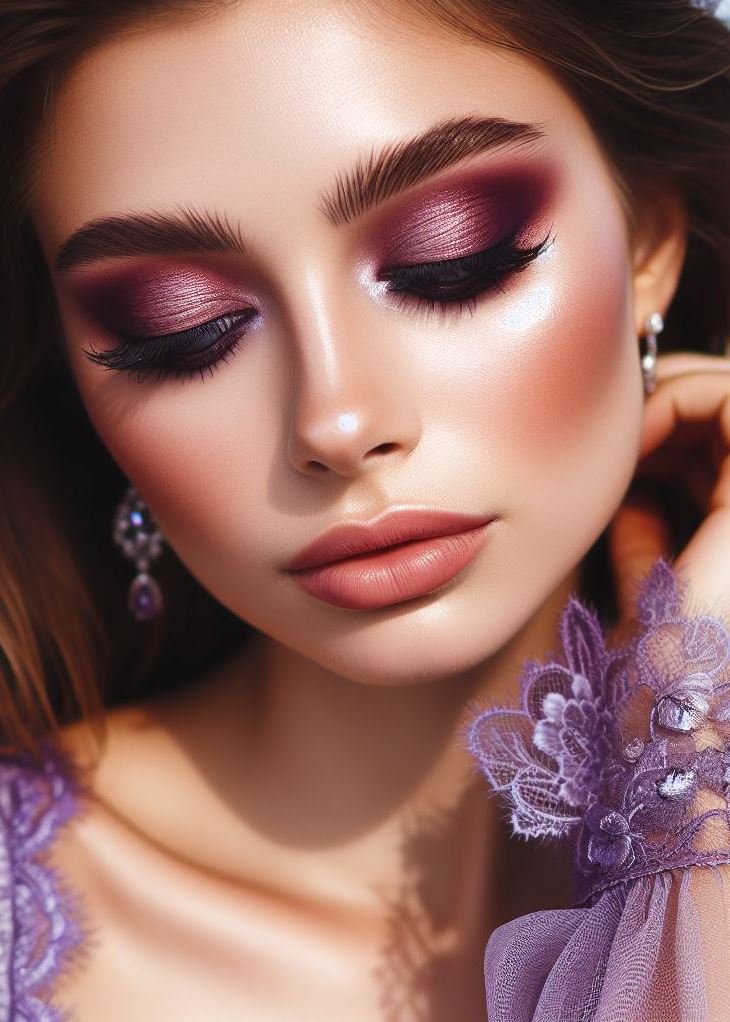 Winged & Wonderful: Elevate your everyday look with a winged eyeliner using a rich brown shade. Add a touch of shimmery purple eyeshadow in the center of the lid for a hint of color and added dimension.