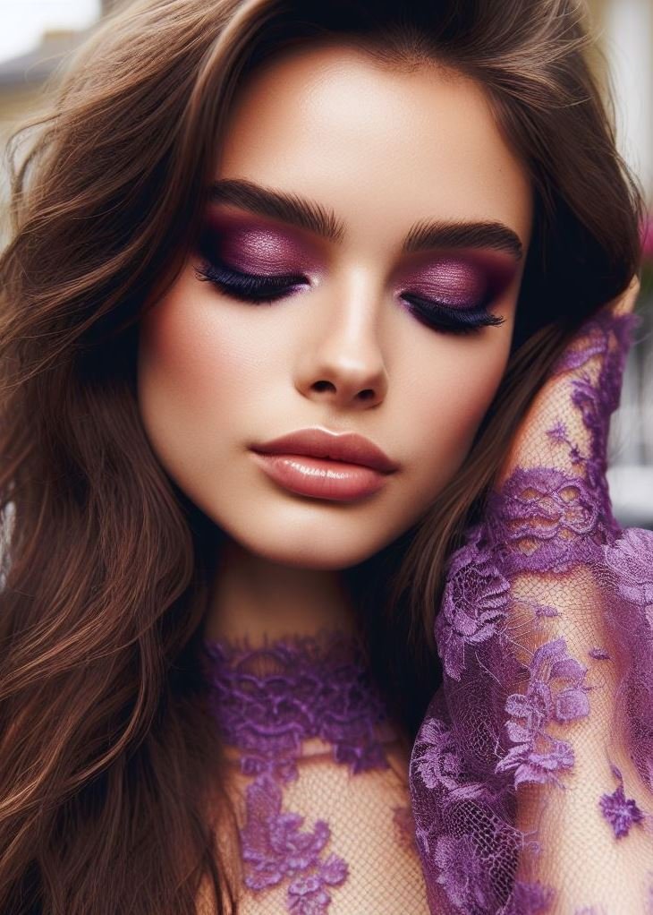 Galaxy Gaze: Embrace your inner space explorer with a deep brown base blended with a blend of purple and blue eyeshadows to create a mesmerizing galaxy effect.