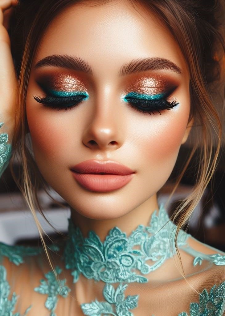 Aquamarine waterline paired with a rich espresso smoky eye. It’s like coffee by the sea! ☕🌊