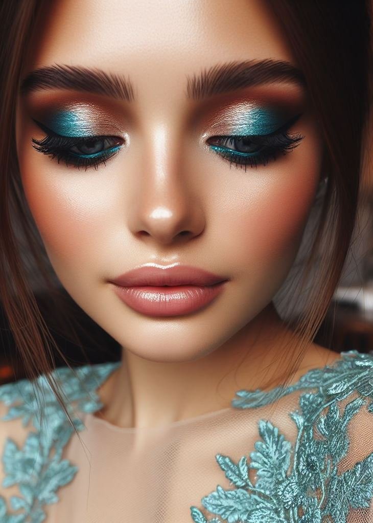 Aquamarine shimmer on the lid, cocoa matte in the crease – a recipe for eye-catching beauty! 🌟🍫