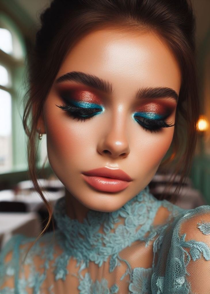 Aquamarine liner with a caramel twist – because life’s too short for basic eyeshadow. Be bold! 🌟🍯