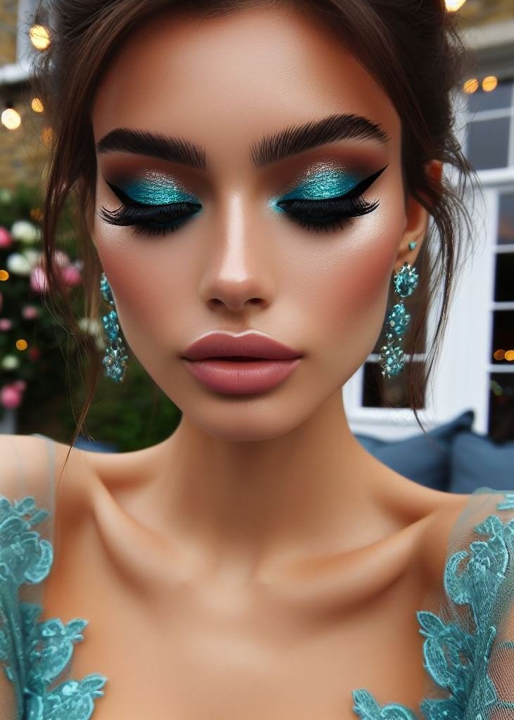 Dive into aquamarine waters with a touch of warm brown. This eyeshadow combo is like a tropical vacation for your eyes! 🌊🌴