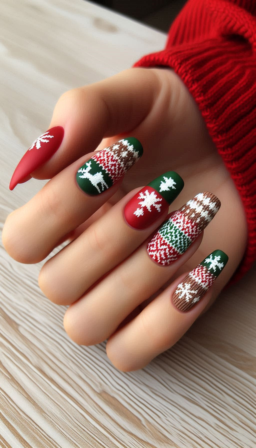 Deck your nails in holiday style with Christmas-themed sweater nail art. Cozy, cute, and perfect for showing off your festive side!