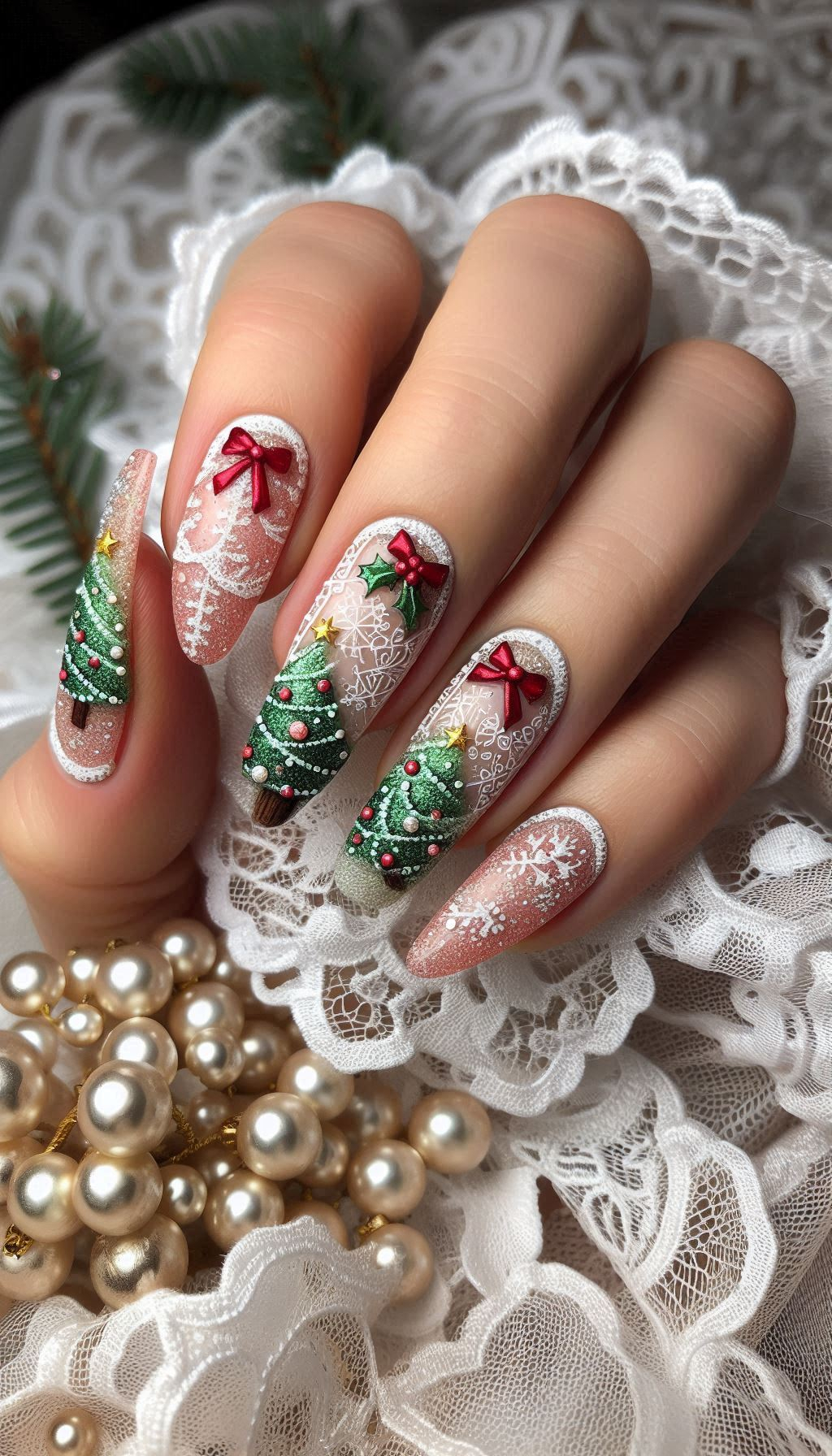 Transform your nails into a winter wonderland with Christmas tree nail art. These festive designs are sure to spread holiday cheer!