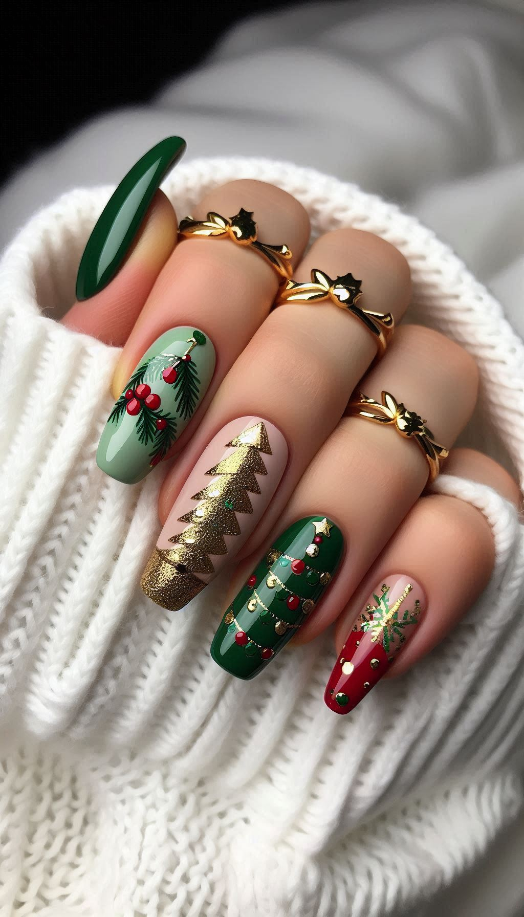 Get your nails holiday-ready with charming Christmas tree art. Perfect for bringing the magic of the season to your fingertips!