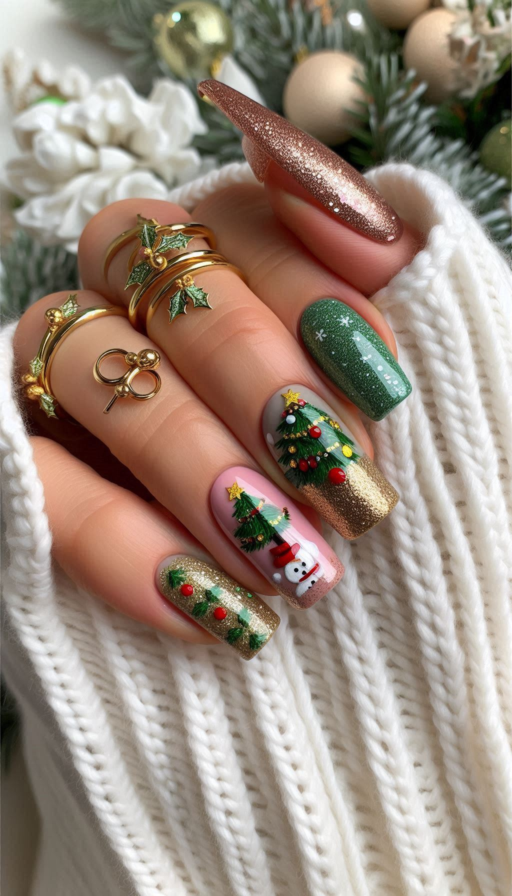 Add some holiday magic to your nails with Christmas tree designs. Perfect for making your manicure merry and bright!