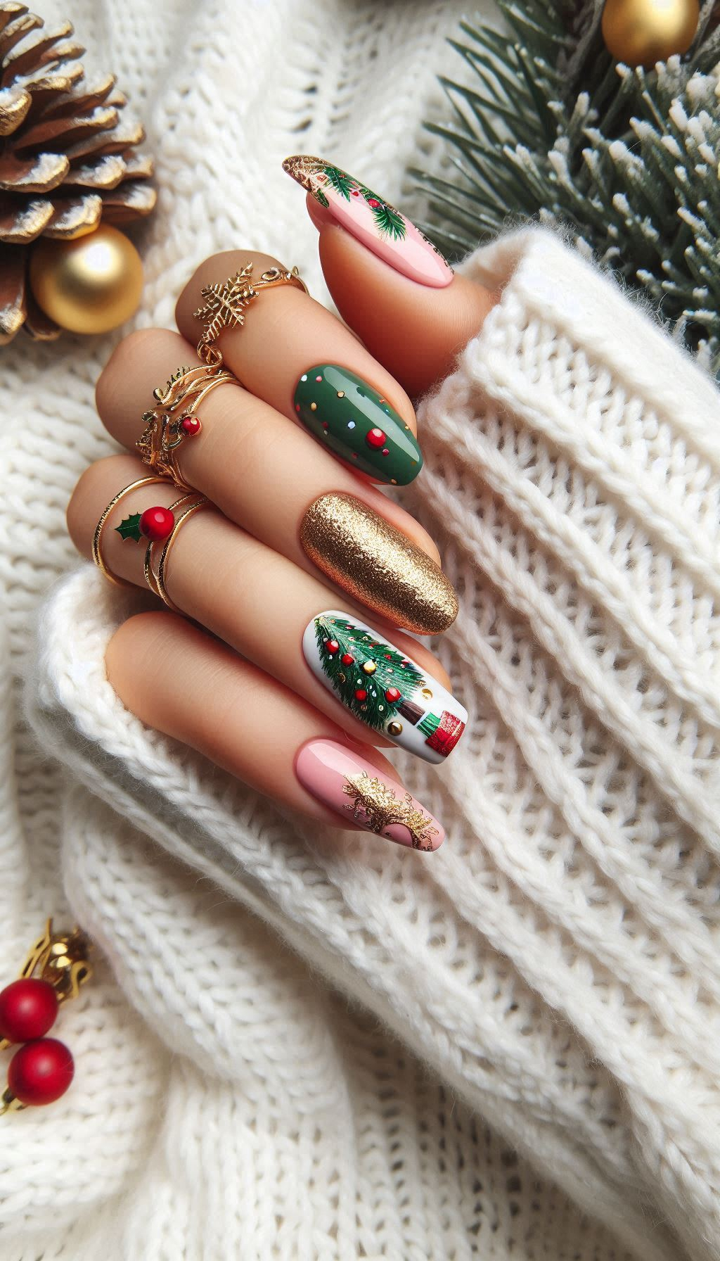 Light up the holiday season with Christmas tree nail art. These designs are perfect for adding a festive sparkle to your nails!