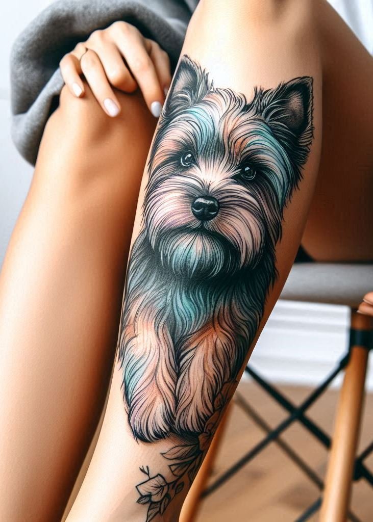 Find inspiration in these stunning dog tattoos for women! Beautiful hand and leg designs featuring popular breeds.
