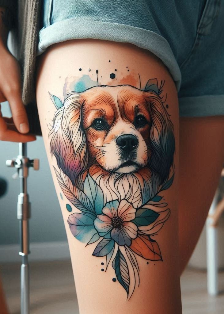 Discover stunning dog tattoos for women! From hand to leg tattoos, find your favorite breed’s perfect design.