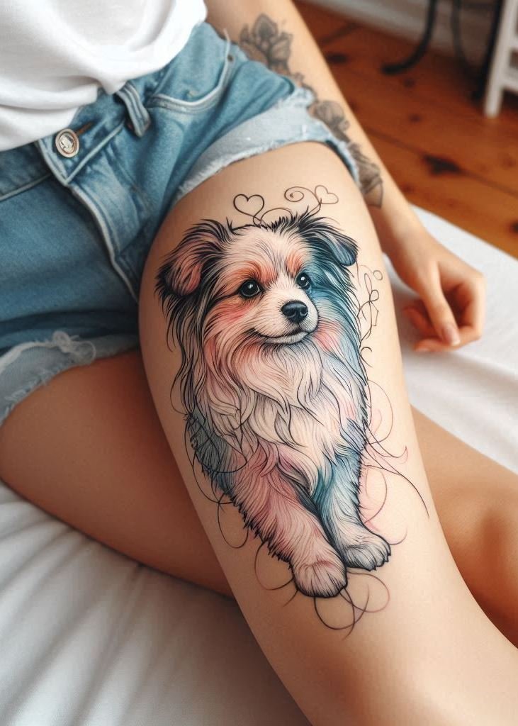 Celebrate your furry friend with stunning dog tattoos! Hand and leg designs inspired by beloved dog breeds.