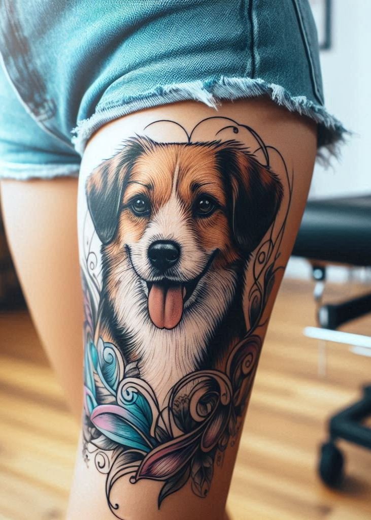 Find inspiration in these stunning dog tattoos for women! Beautiful hand and leg designs featuring popular breeds.