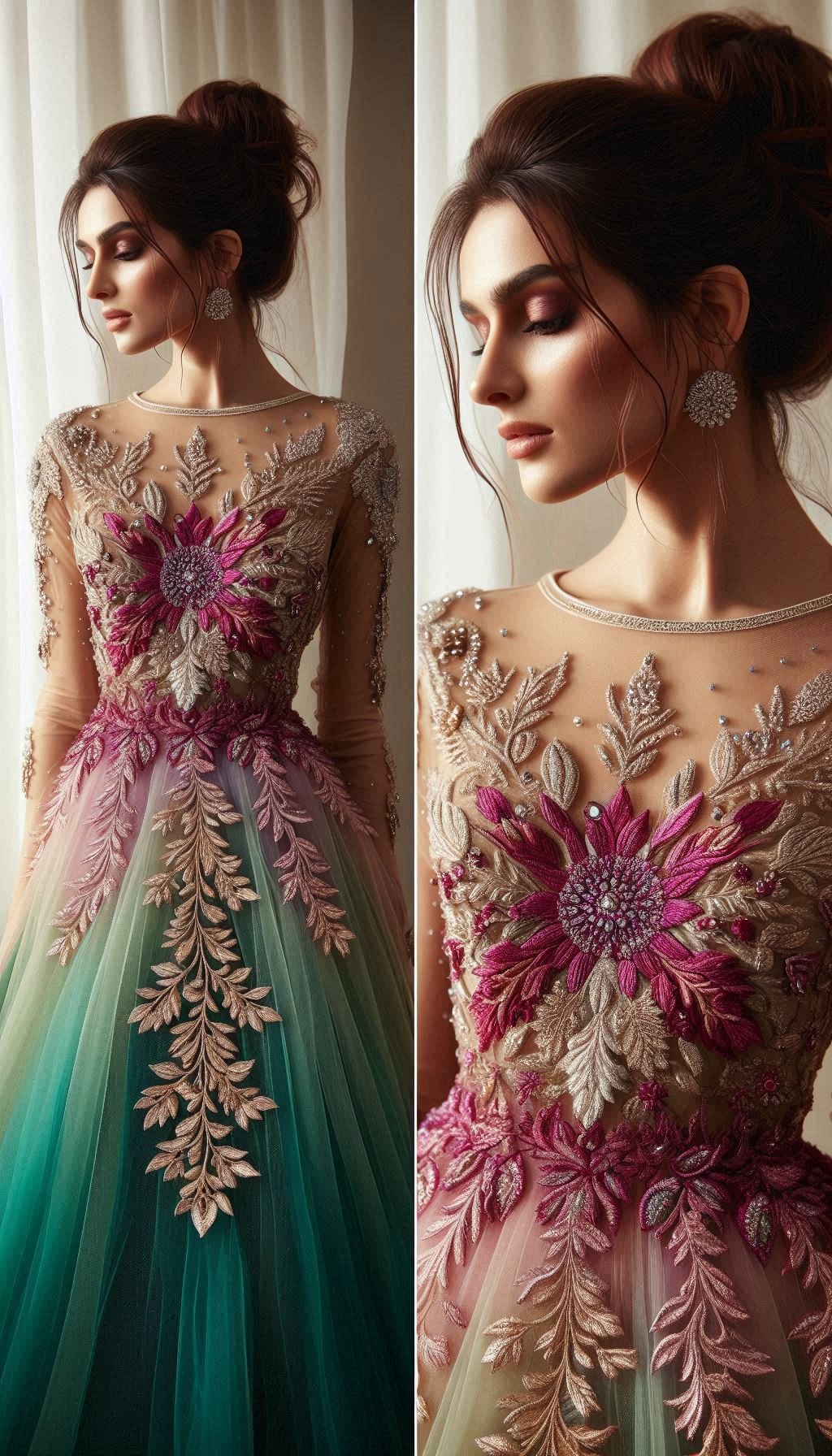 Floral Embroidery Dresses: Blooming Beautiful for Every Occasion | Pocoko Bloom in bold with a fuchsia and green floral embroidery dress. Vibrant, eye-catching, and perfect for making a statement!