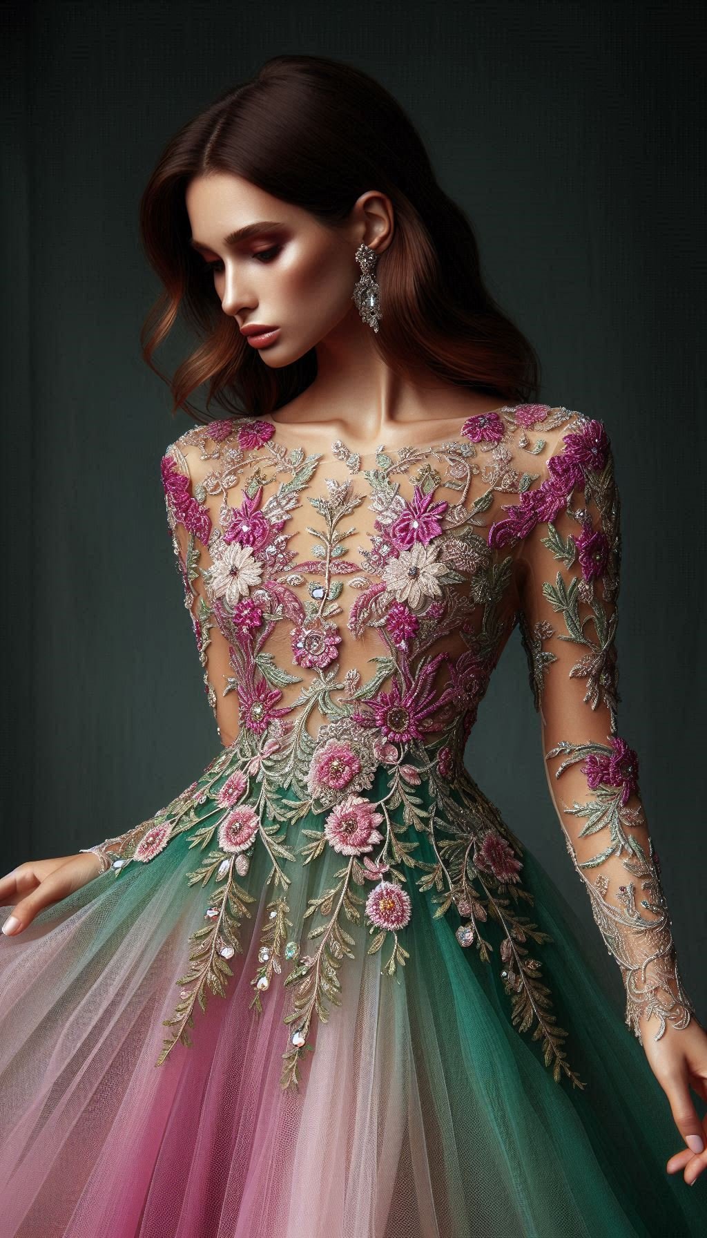 Floral Embroidery Dresses: Blooming Beautiful for Every Occasion | Pocoko Step into the spotlight with a fuchsia dress featuring green floral embroidery. Perfect for standing out in style!