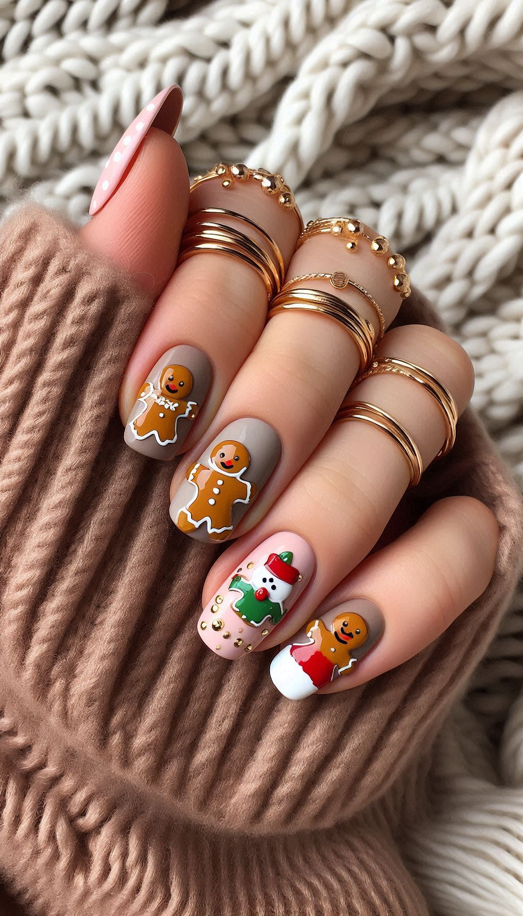 Capture the magic of the season with gingerbread man nail art. These nails are sure to make your Christmas extra sweet!