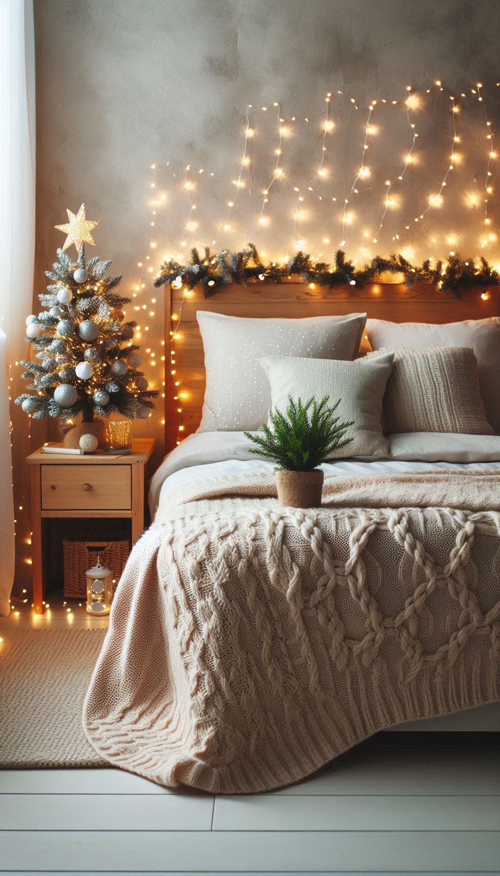 Christmas Bedroom Decorations: 95+ Absolutely Stunning Ideas | Pocoko Transform your bedroom into a serene winter haven with grey and silver Christmas decorations. Elegant and festive, perfect for a cozy holiday!