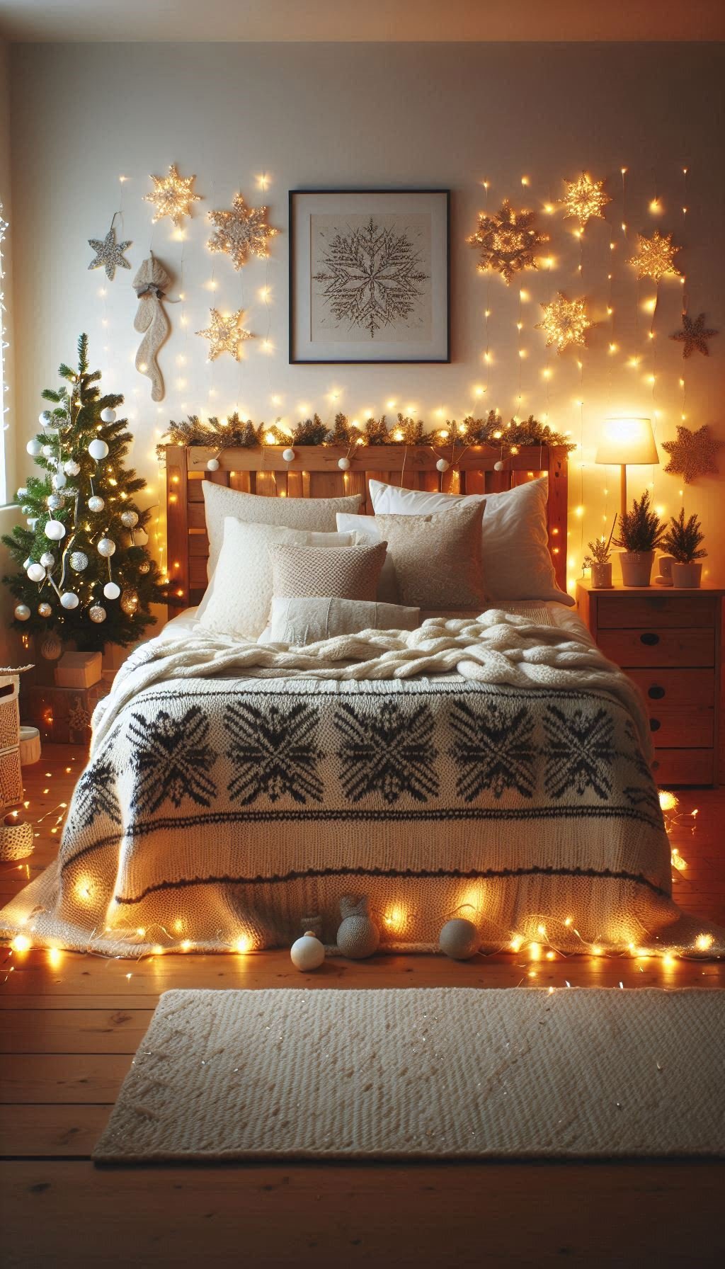 Christmas Bedroom Decorations: 95+ Absolutely Stunning Ideas | Pocoko Let your bedroom shine with the elegance of grey and silver Christmas decorations. A sleek and stylish holiday retreat!