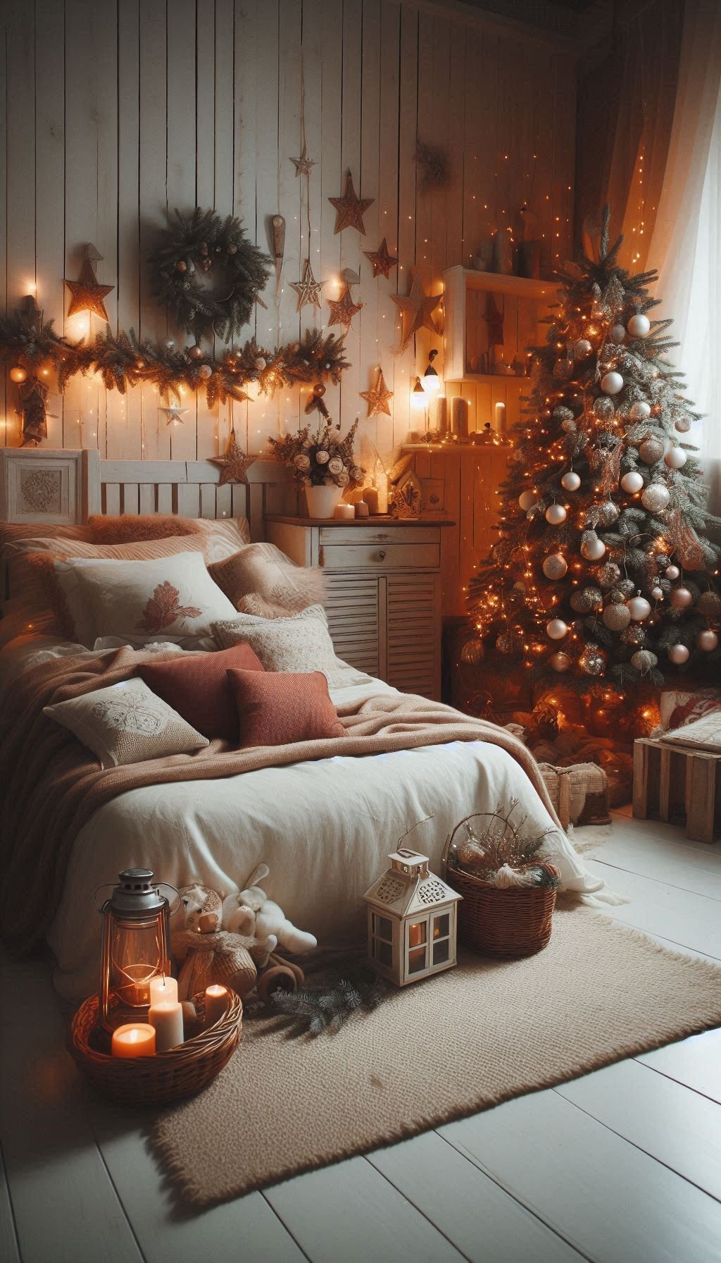 Christmas Bedroom Decorations: 95+ Absolutely Stunning Ideas | Pocoko Create a sleek and stylish holiday retreat with grey and silver Christmas decorations. Cozy, classy, and wonderfully festive!