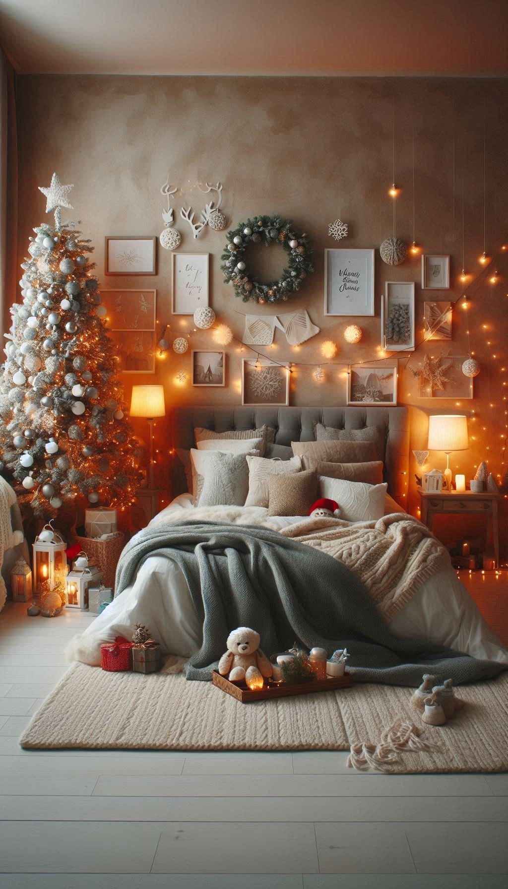 Christmas Bedroom Decorations: 95+ Absolutely Stunning Ideas | Pocoko Deck your bedroom in grey and silver for a chic holiday look. Festive, serene, and utterly sophisticated!