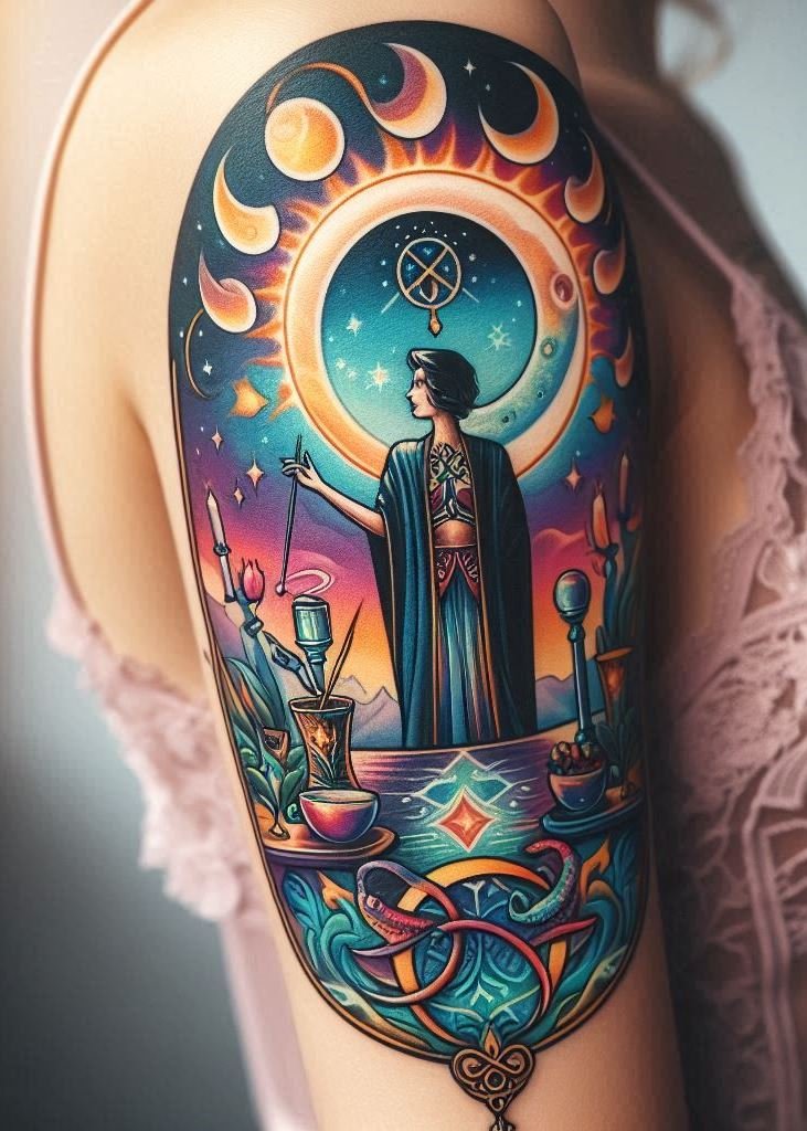 Embrace the magic of the High Priestess with these stunning tattoos. A beautiful tribute to spiritual strength and wisdom!