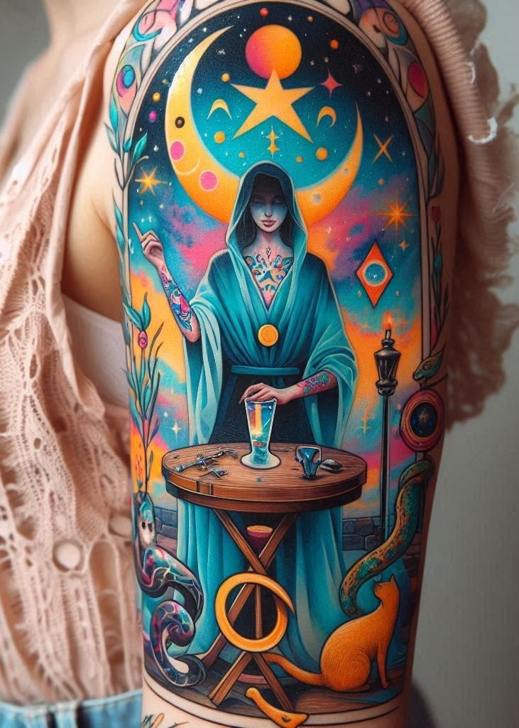Channel mystical vibes with High Priestess tattoos. Perfect for those who embrace feminine power and spiritual wisdom!