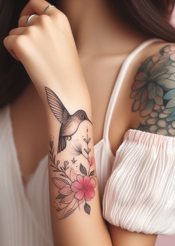 Flutter into elegance with hummingbird tattoo ideas for women. Delicate, vibrant, and full of life!