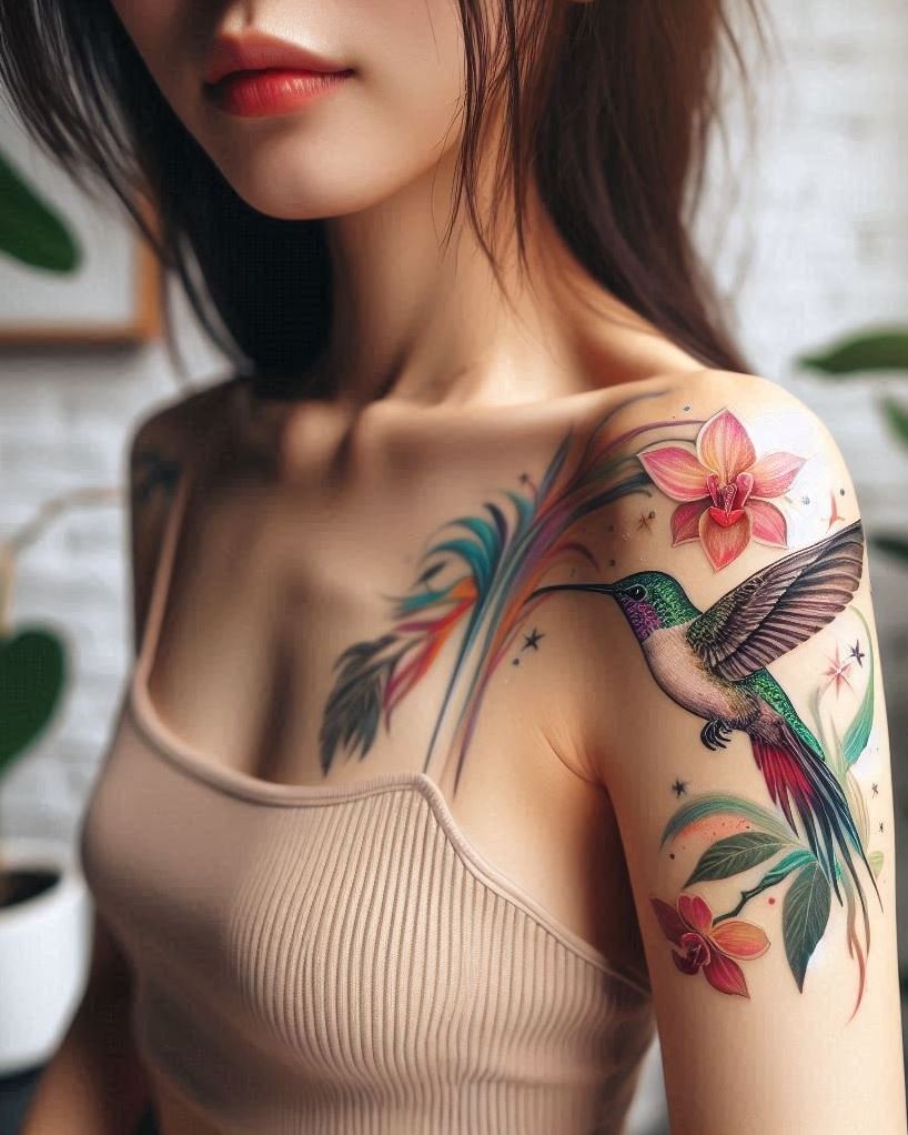 Add a touch of whimsy to your ink with hummingbird tattoos. Perfect for women who love vibrant and delicate designs!