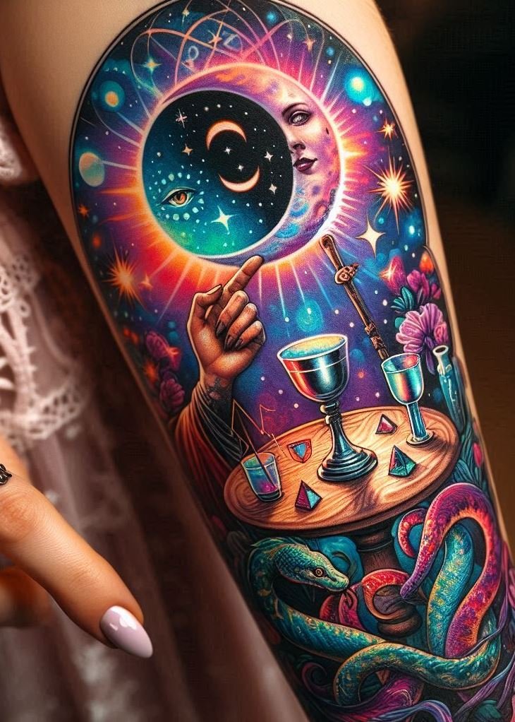 Transform your ink with magical witchcraft tattoos. Perfect for women who love symbolic and mystical designs!