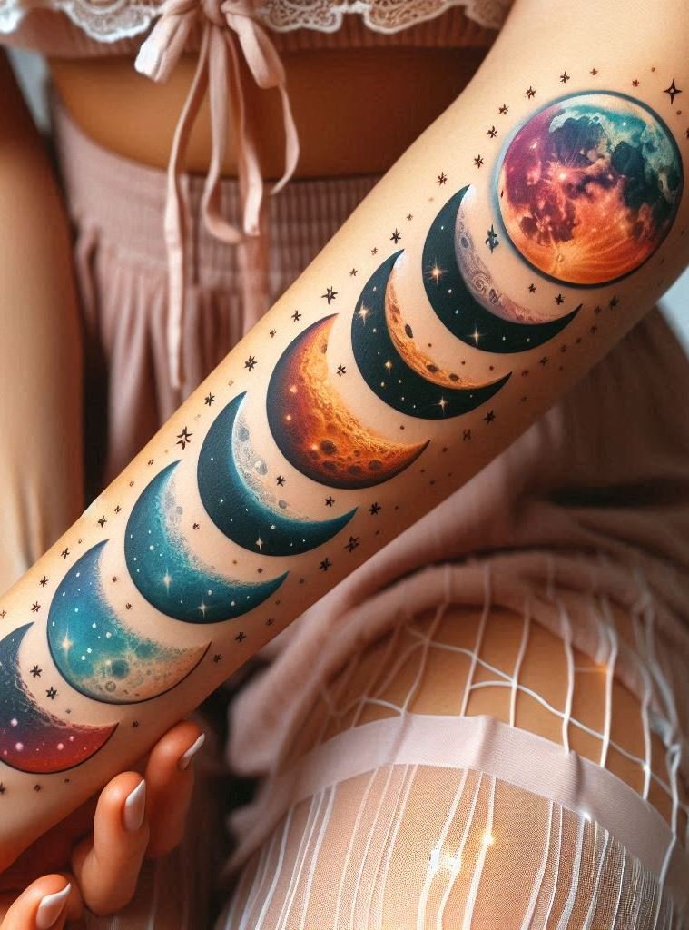 Capture the magic of the moon with these enchanting witchcraft tattoos inspired by moon cycles. Perfect for those who feel a deep connection to lunar rhythms!