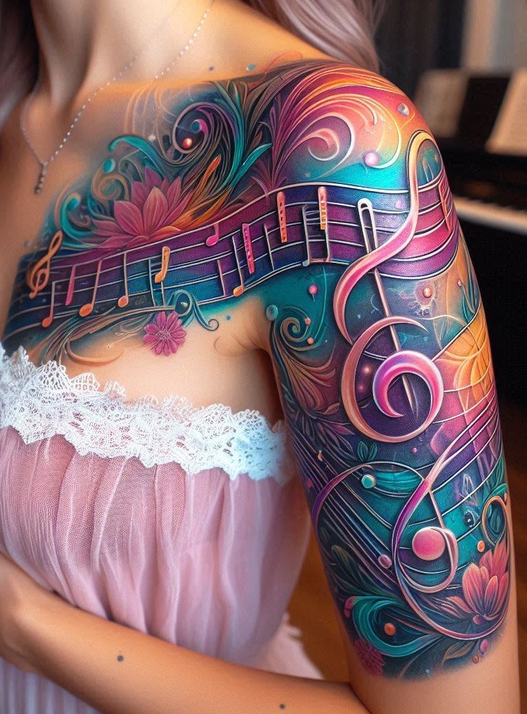 Embrace your love for music with stunning musical notes tattoos. Elegant and symbolic designs for women who feel the rhythm!