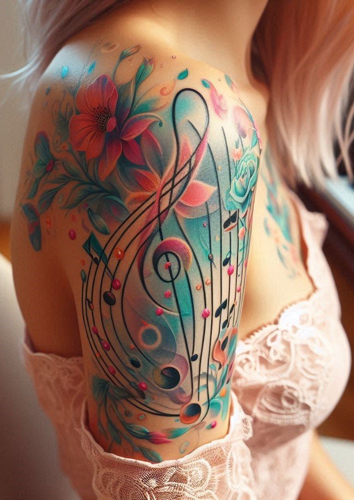 Add a touch of melody to your ink with musical notes tattoos. Beautiful and symbolic ideas for music-loving women!