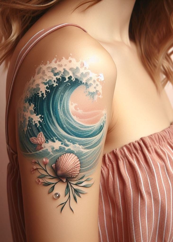 Embrace the ocean's magic with stunning shells tattoo designs. Ideal for women who want to carry a piece of the sea with them!