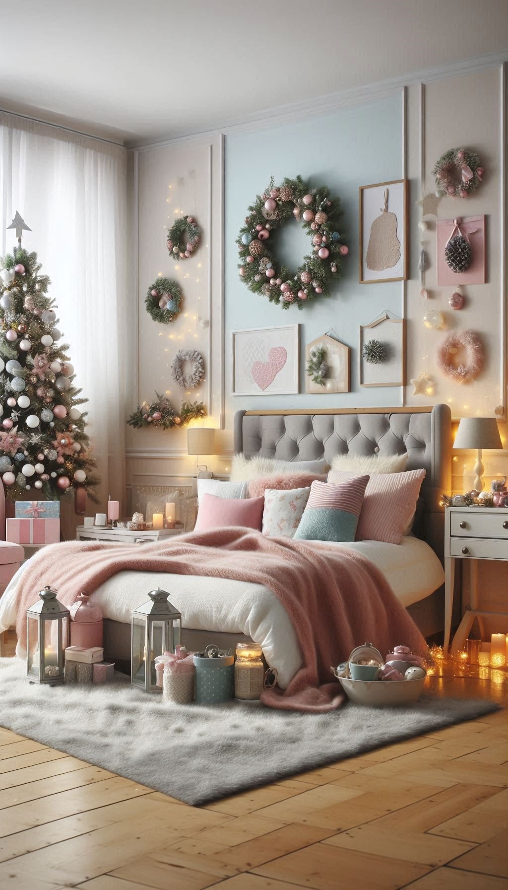 Christmas Bedroom Decorations: 95+ Absolutely Stunning Ideas | Pocoko Create a serene holiday retreat with pastel Christmas decorations. Soft, soothing colors make your bedroom a magical escape!