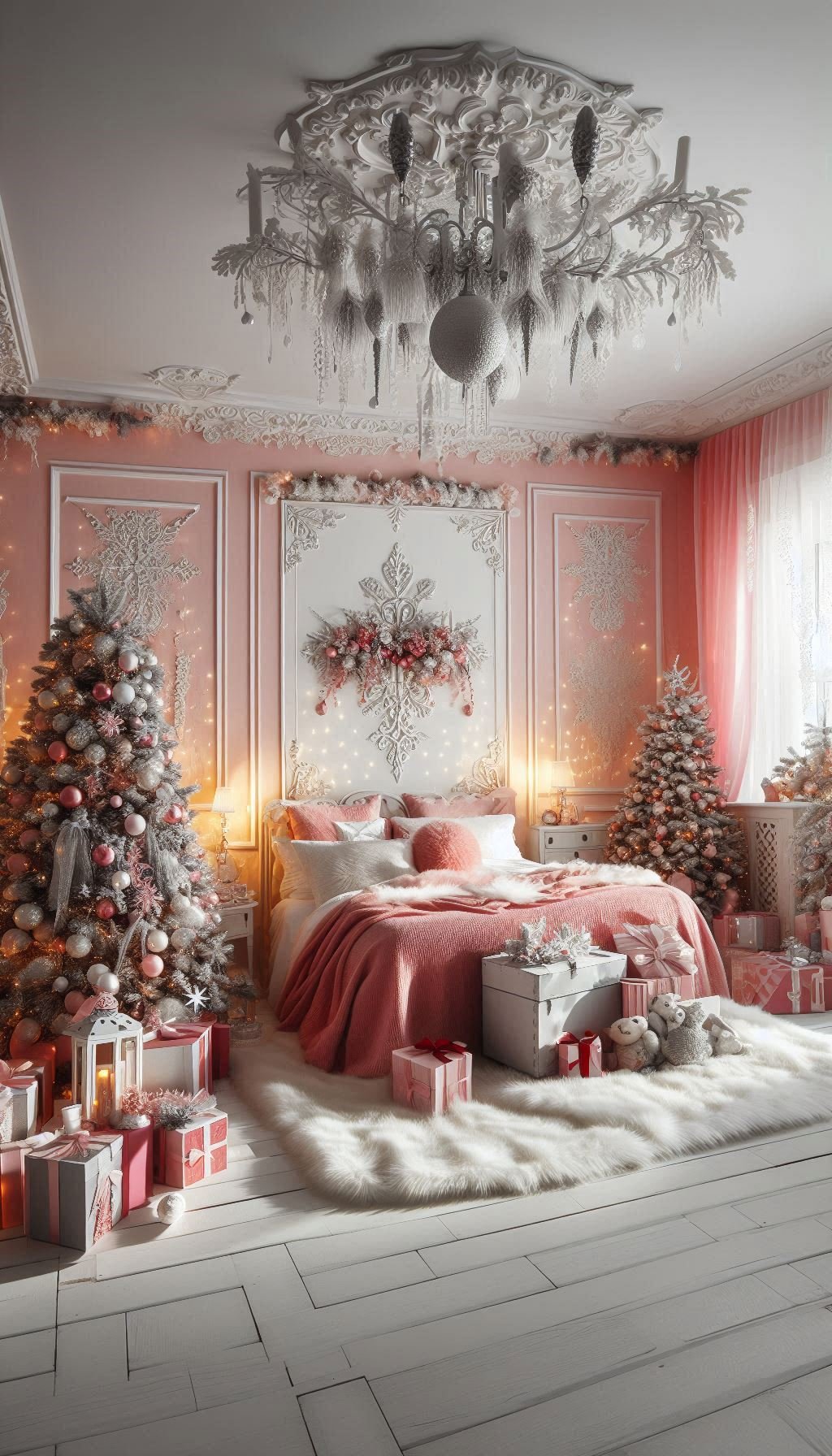 Christmas Bedroom Decorations: 95+ Absolutely Stunning Ideas | Pocoko Turn your bedroom into a pink paradise this holiday season. Charming, cozy, and wonderfully festive!